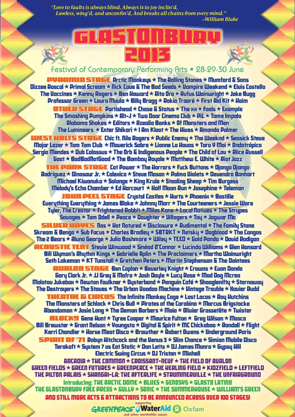Glastonbury 2013 lineup