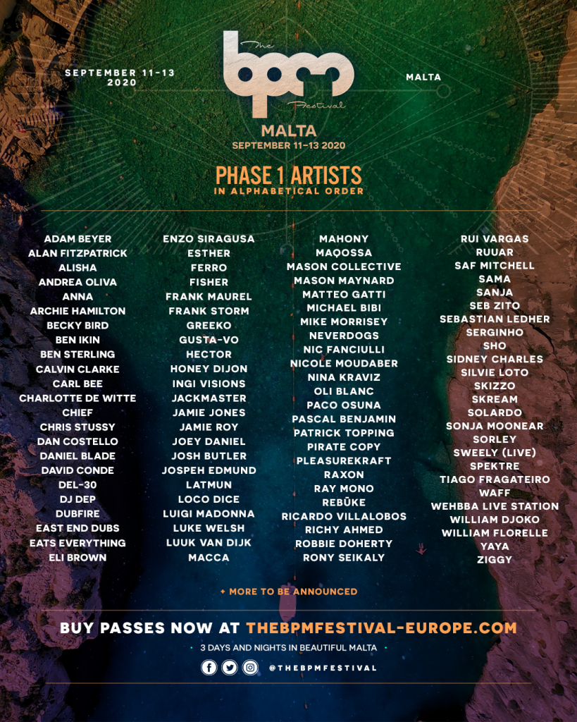 BPM Festival Malta 2020 Lineup