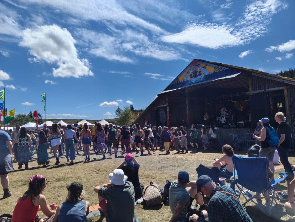 The Sunday ceilidh at Knockengorroch hosted by Awry was a scorcher