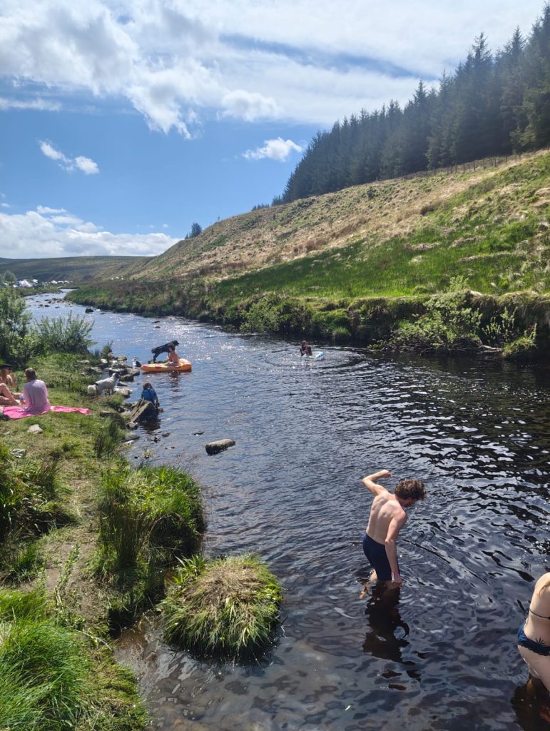 Swimming in the river is a popular past time